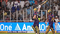 | Photo: PTI/Salman Ali : Kolkata Knight Riders' captain Ajinkya Rahane, right, and Tim Seifert arrive on the field to play ahead of the Indian Premier League (IPL) 2026 T20 cricket match between Gujarat Titans and Kolkata Knight Riders, in Ahmedabad, Gujarat.