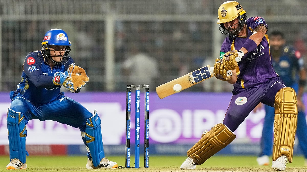 Kolkata Knight Riders' Manish Pandey plays a shot during the Indian Premier League cricket match between Kolkata Knight Riders and Mumbai Indians, in Kolkata. - AP 