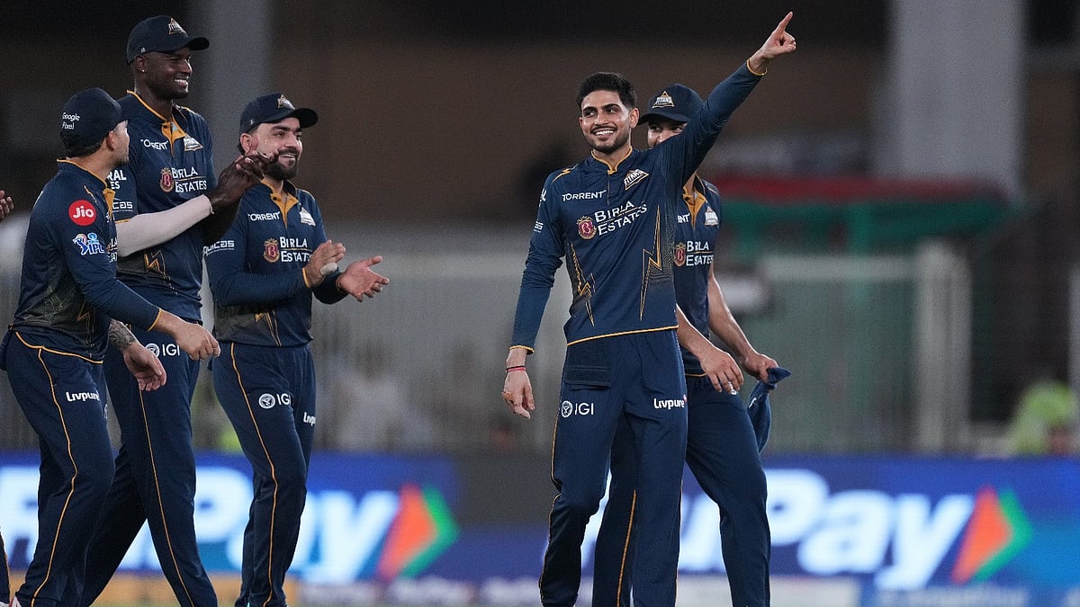 AP Photo/Ajit Solanki : Gujarat Titans captain Shubman Gill, second right, celebrates the dismissal of Chennai Super Kings Kartik Sharma during the Indian Premier League cricket match between Gujarat Titans and Chennai Super Kings in Ahmedabad, India, Thursday, May 21, 2026.