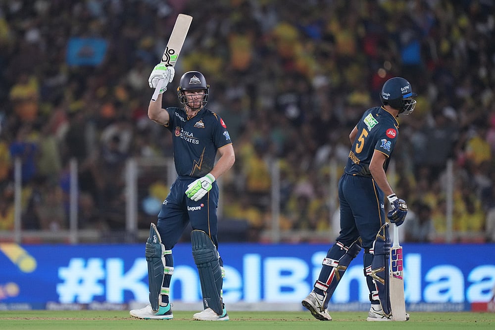 Gujarat Titans Jos Buttler celebrates his fifty runs 