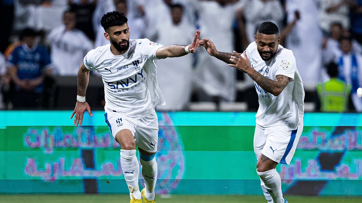 Sultan Mandash celebrates after scoring a goal during Al-Fayha vs Al-Hilal Saudi Pro League 2025-26 match.  - Alhilal_EN/X