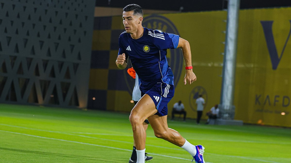 Cristiano Ronaldo prepares in training ahead of the Saudi Pro League match against Damac.  - Cristiano/X
