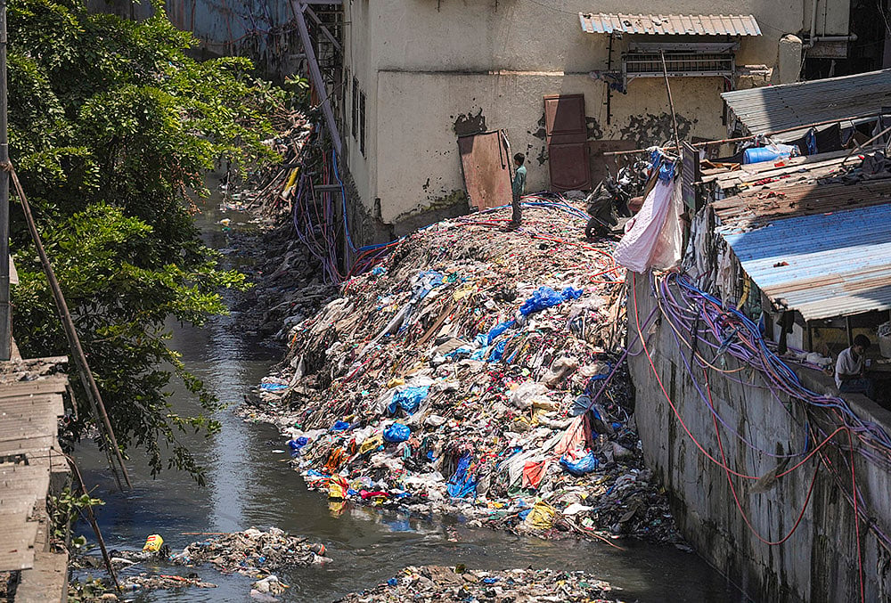 Garbage in a drain in Mumbai