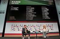 | Photo: AP/Michael Probst : Germany's head coach Julian Nagelsmann, left, speaks with DFB media spokeswoman Franziska Wuelle as he announces the squad for the 2026 FIFA World Cup during a news conference at the German Football Association, DFB, headquarters in Frankfurt, Germany.