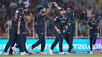 GT Vs CSK LIVE Cricket Score, IPL 2026: Siraj Runs Through Visitors Top Order In Powerplay | Chennai 31/3 (3) (AP Photo/Ajit Solanki) : Gujarat Titans' Mohammed Siraj celebrate with teammates the wicket of Chennai Super Kings' Sanju Samson during the Indian Premier League cricket match between Gujarat Titans and Chennai Super Kings in Ahmedabad, India, Thursday, May 21, 2026