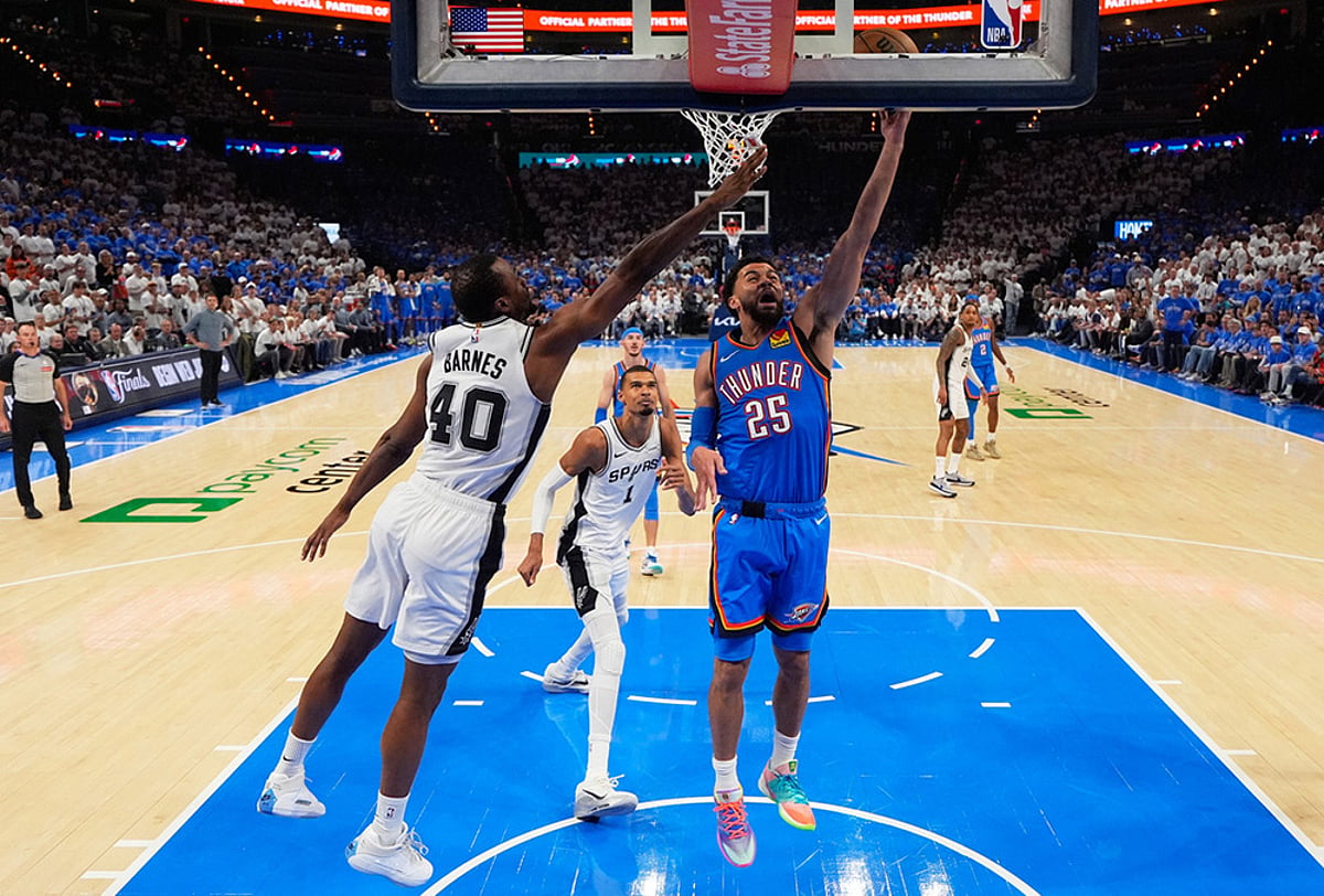 San Antonio Spurs Vs Oklahoma City Thunder NBA Playoffs-Ajay Mitchell