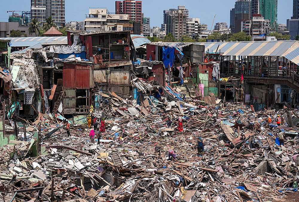 Demolition drive in Mumbais Gareeb Nagar slum area