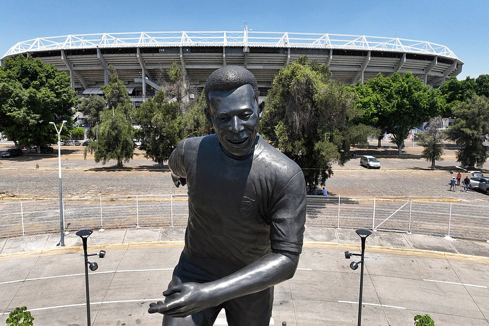 Statue of Brazilian soccer player Pele