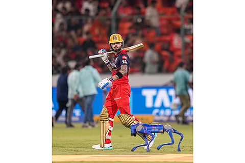 Royal Challengers Bengaluru's Virat Kohli before the start of second innings during an Indian Premier League (IPL) 2026 T20 cricket match between Sunrisers Hyderabad and Royal Challengers Bengaluru, in Hyderabad, Telangana.