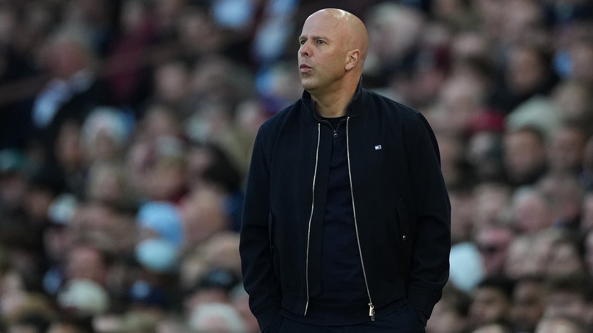 Liverpool's manager Arne Slot reacts during the English Premier League soccer match between Aston Villa and Liverpool in Birmingham. - AP Photo