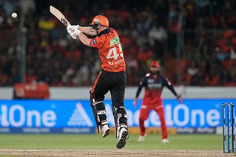 Sunrisers Hyderabad's Heinrich Klaasen plays a shot during the Indian Premier League cricket match between Sunrisers Hyderabad and Royal Challengers Bengaluru in Hyderabad, India.