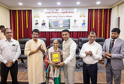 Goa Chief Minister Pramod Sawant during the inauguration of Maratha Bhavan on the occasion of the Golden Jubilee celebrations of Maratha Shikshan Sanskruti