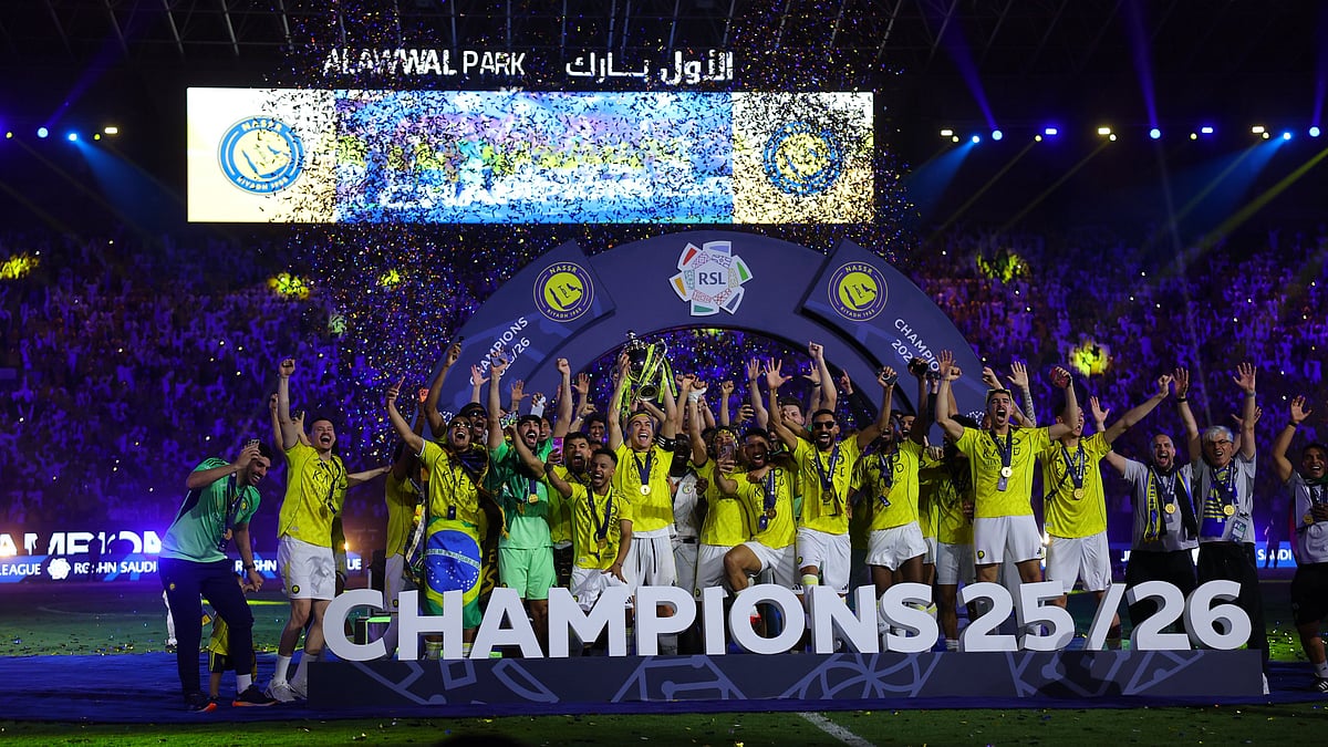 Al-Nassr players celebrate winning the Saudi Pro League title on May 21, 2026. - | Photo: X/AlNassrFC_EN