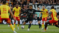Lens Vs Nice LIVE Streaming, Coupe De France Final: Preview, Head-To-Head, Where To Watch Today’s Match | Photo: AP/Jean-Francois Badias : PSG's Desire Doue, center, kicks the ball during the French League One soccer match between Lens and Paris Saint Germain, in Lens, northern France.