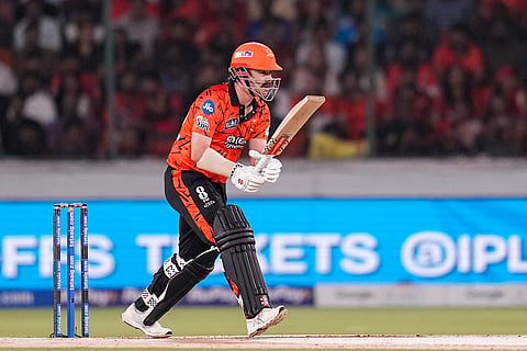 Sunrisers Hyderabad's Travis Head during an Indian Premier League (IPL) 2026 T20 cricket match between Sunrisers Hyderabad and Royal Challengers Bengaluru, in Hyderabad, Telangana.