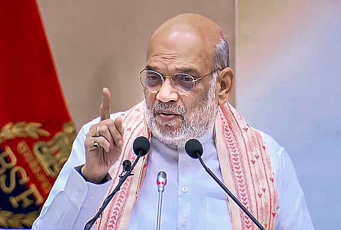 Union Home Minister Amit Shah delivers the 'Rustamji Memorial Lecture', organised in the memory of founding Director General of the Border Security Force (BSF) K F Rustamji, in New Delhi. 