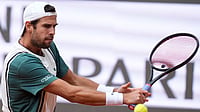 Karen Khachanov Vs Arthur Gea LIVE Streaming, French Open 2026: When, Where To Watch Men’s Singles First Round Clash | Photo: AP/Gregorio Borgia : Karen Khachanov, of Russia, returns the ball to Casper Ruud, of Norway, during their quarter-final match at the Italian Open tennis tournament in Rome.