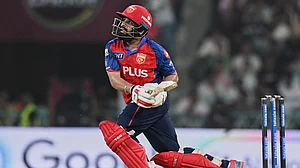 AP : Prabhsimran Singh plays a shot during the Indian Premier League match between Lucknow Super Giants and Punjab Kings in Lucknow.