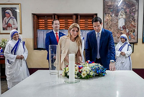 US Ambassador to India Sergio Gor and US Secretary of State Marco Rubio visit Mother House, the headquarters of Saint Teresa's Missionaries of Charity, in Kolkata, West Bengal. 