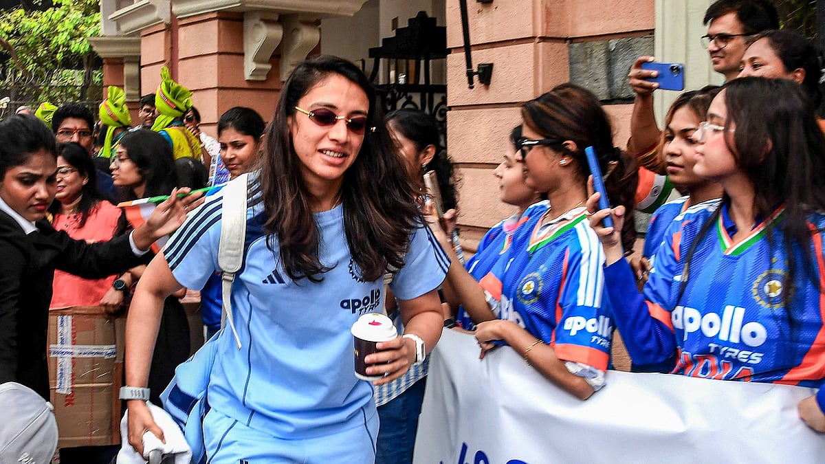 Mumbai: India women's Smriti Mandhana departs for the ICC Women's World Cup 2026, in Mumbai, Maharashtra, Saturday, May 23, 2026. - (PTI Photo)