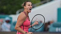 French Open 2026: Who Are The Defending Champions, Favourites, Top Seeds At Roland Garros | Photo: AP/Marta Lavandier : Aryna Sabalenka reacts after winning a point against Coco Gauff during the women's singles final at the Miami Open tennis tournament, in Miami Gardens, Florida.