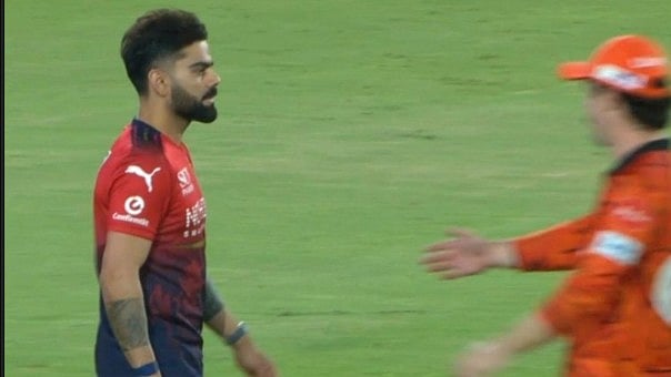 Virat Kohli ignored Travis Head during the after-match customary handshake ritual after an on-field banter between the two during the SRH vs RCB match on Friday, May 22. - Screengrab