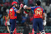| Photo: AP : Punjab Kings' captain Shreyas Iyer, right, and Suryansh Shedge celebrate after winning the Indian Premier League cricket match between Lucknow Super Giants and Punjab Kings, in Lucknow.