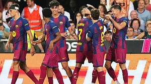 AP : Robert Lewandowski scored in his final match as Barcelona player.