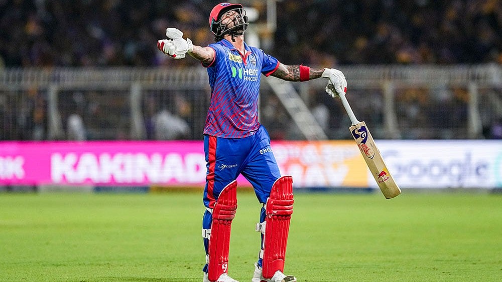 Delhi Capitals' KL Rahul reacts after his dismissal by Kolkata Knight Riders' Anukul Roy during an Indian Premier League (IPL) 2026 T20 cricket match between Kolkata Knight Riders and Delhi Capitals, in Kolkata, West Bengal,. - Photo: PTI/Manvender Vashist Lav
