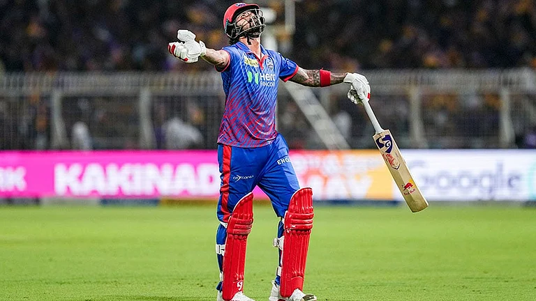 Delhi Capitals' KL Rahul reacts after his dismissal by Kolkata Knight Riders' Anukul Roy during an Indian Premier League (IPL) 2026 T20 cricket match between Kolkata Knight Riders and Delhi Capitals, in Kolkata, West Bengal,. - Photo: PTI/Manvender Vashist Lav