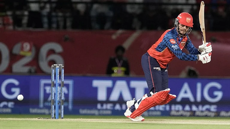Punjab Kings' Priyansh Arya plays a shot during the Indian Premier League cricket match between Punjab Kings and Mumbai Indians in Dharamshala, India. - Photo: AP/Ashwini Bhatia