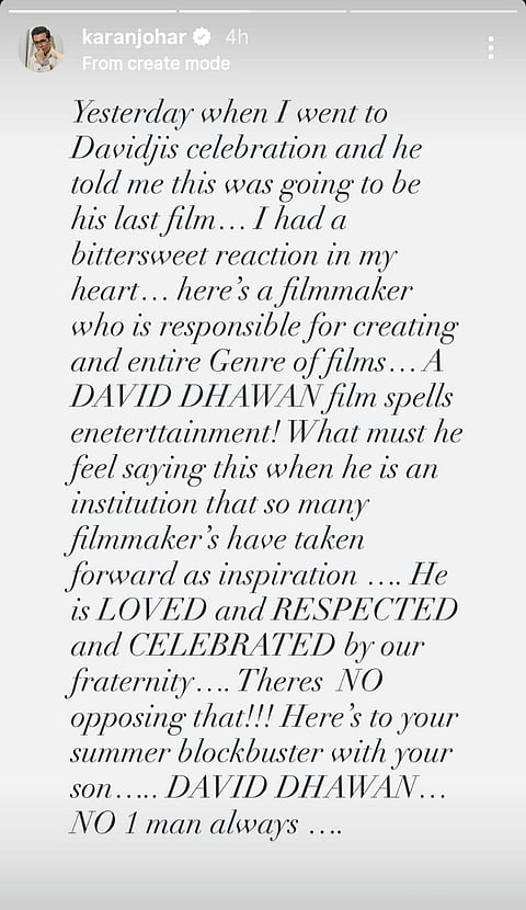Karan Johar on David Dhawan's retirement