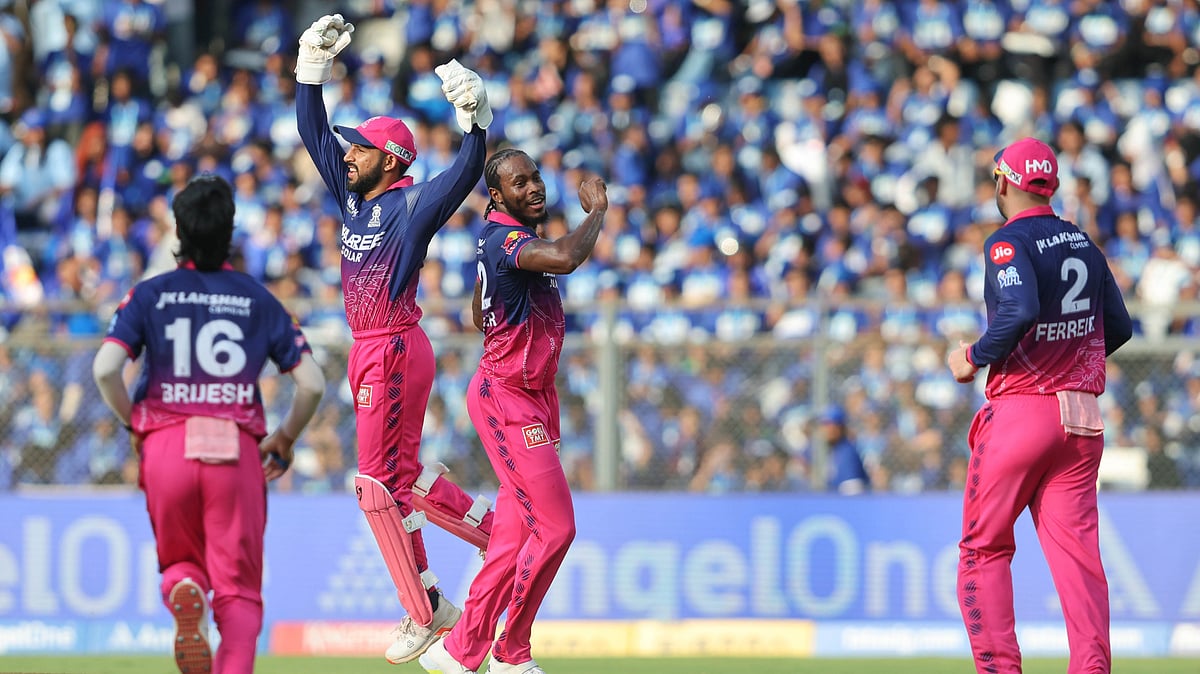 Jofra Arched rattles MI by taking two early wickets at the Wankhede Stadium on Sunday, May 24. - X/IPL