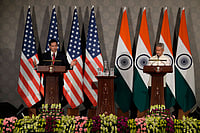 Day In Pics: May 24, 2026 | Photo: AP/Manish Swarup : India's Minister of External Affairs S. Jaishankar, right, listens as United States Secretary of State Marco Rubio speaks during a joint press conference following their talks in New Delhi, India.