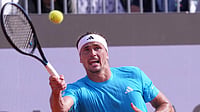 AP Photo : Germany's Alexander Zverev plays Italy's Luciano Darderi, during their match at the Italian Open tennis tournament in Rome.