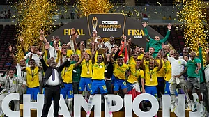 AP : South African side celebrate the trophy.