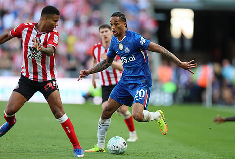 Chelsea's Joao Pedro in action the English Premier League soccer match between Sunderland and Chelsea in Sunderland, England.