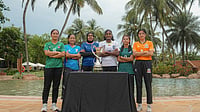 Photo: AIFF : The team captains pose with the trophy ahead of the start of SAFF Women's Championship 2026.