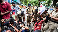 NTA Dismisses Re-NEET Paper Leak Rumours Ahead Of June 21 Exam | Photo: PTI : Police detain the Students' Federation of India (SFI) members as they take out a protest rally against the National Testing Agency (NTA) over the alleged paper leak concerns following the cancellation of the NEET-UG 2026 examination, in Chennai.