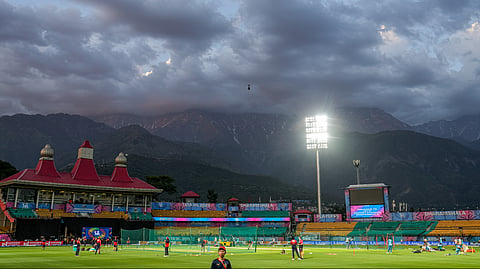 Royal Challengers Bengaluru's players during a practice session ahead of the Indian Premier League Qualifier 1 match against Gujarat Titans, in Dharamsala, Himachal Pradesh.