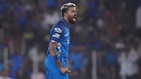 IPL 2026: Will Mumbai Indians Replace Hardik Pandya As Captain? Kieron Pollard Has His Say | Photo: AP/Ajit Solanki : Mumbai Indians' captain Hardik Pandya celebrates the wicket of Gujarat Titans' Jos Buttler during the Indian Premier League cricket match between Gujarat Titans and Mumbai Indians in Ahmedabad.