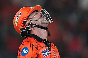 | Photo: AP/Mahesh Kumar A. : Sunrisers Hyderabad’s Travis Head reacts after loosing his wicket during the Indian Premier League cricket match between Sunrisers Hyderabad and Royal Challengers Bengaluru in Hyderabad, India, Friday, May 22, 2026.