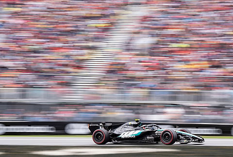 Mercedes driver Kimi Antonelli, of Italy, competes during the F1 Canadian Grand Prix auto race in Montreal.