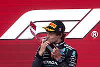| Photo: Christinne Muschi/The Canadian Press via AP : Mercedes driver Kimi Antonelli, of Italy, kisses his trophy following his win in the F1 Canadian Grand Prix auto race in Montreal.