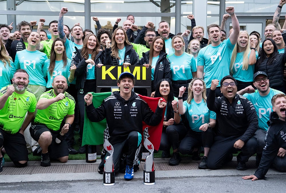 2026 F1 Canadian Grand Prix Auto Racing highlights-Antonelli of Italy celebrates with his team