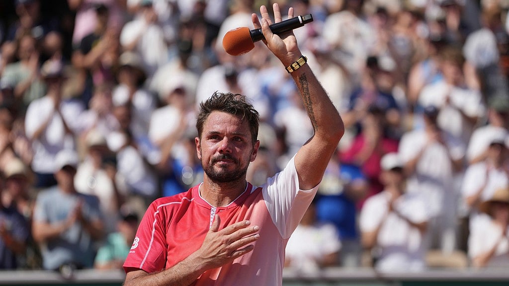 Stan Wawrinka of Switzerland reacts after the first round men's singles tennis match against Jesper De Jong of the Netherlands at the French Open tennis tournament in Paris. - AP/Thibault Camus