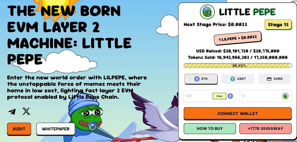 Little Pepe token presale dashboard website banner
