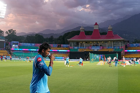 Gujarat Titans' Sai Sudharsan during a practice session ahead of an Indian Premier League (IPL) 2026 T20 first qualifier cricket match between Royal Challengers Bengaluru and Gujarat Titans, in Dharamshala, Himachal Pradesh.