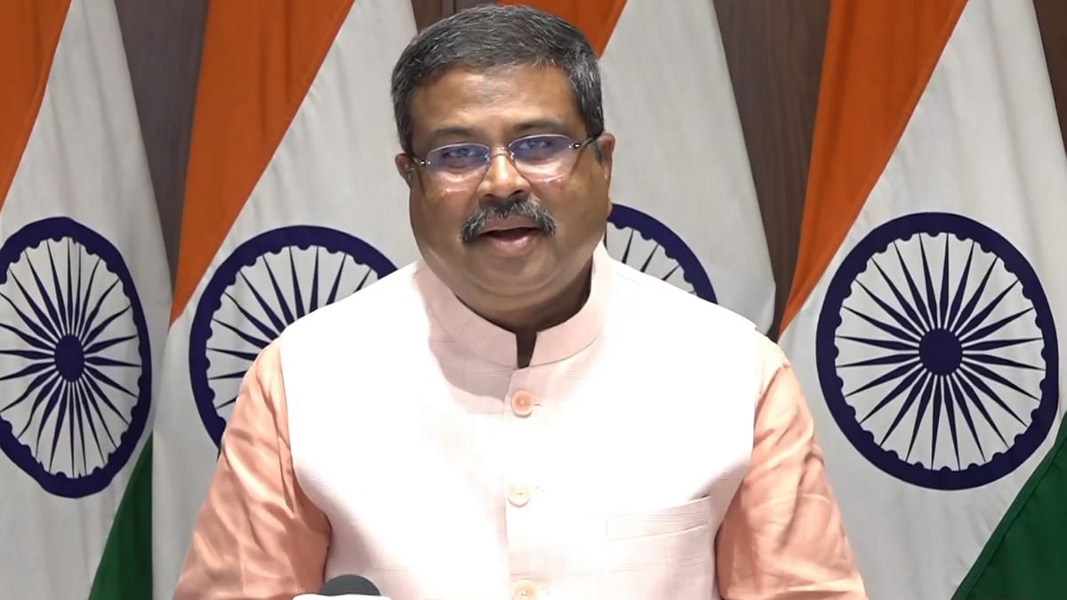 Education Minister Dharmendra Pradhan during the press conference | 