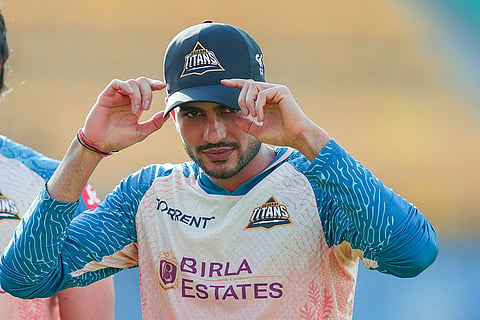 Gujarat Titans' captain Shubman Gill during a practice session ahead of an Indian Premier League (IPL) 2026 T20 first qualifier cricket match between Royal Challengers Bengaluru and Gujarat Titans, in Dharamshala, Himachal Pradesh.